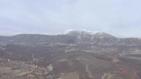 Serbian side of Carpathian mountains under snow 4K drone footage Stock Footage 102777204