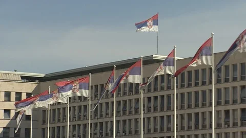 Serbian  State flags 스톡 동영상 98214349