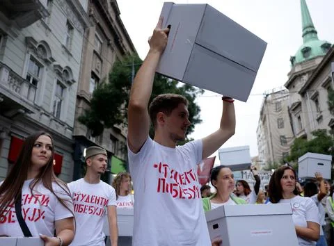 Serbia's student movement to challenge ruling party in upcoming elections, Belgr Stock Photos