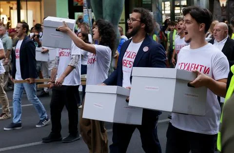 Serbia's student movement to challenge ruling party in upcoming elections, Belgr Stock Photos