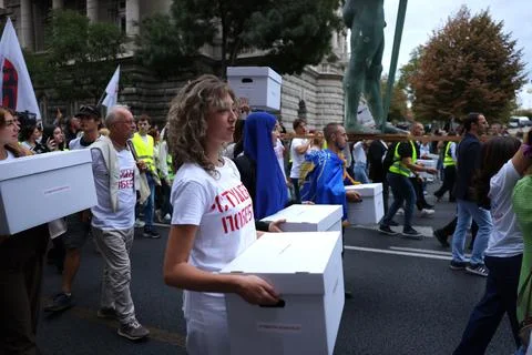 Serbia's student movement to challenge ruling party in upcoming elections, Belgr Stock Photos