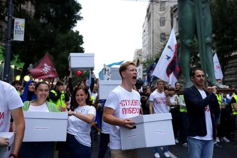 Serbia's student movement to challenge ruling party in upcoming elections, Belgr Stock Photos