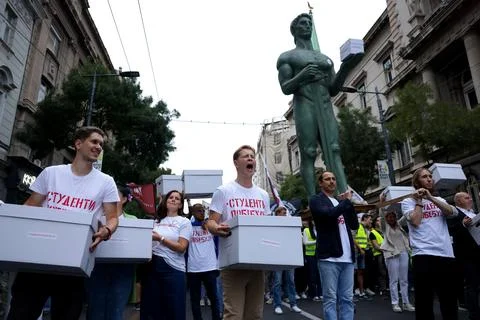 Serbia's student movement to challenge ruling party in upcoming elections, Belgr Stock Photos