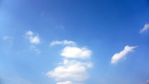 Serene 4K Time Lapse of Clear Blue Sky with Drifting White Clouds Stock Footage 319972169