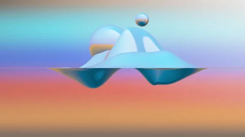 A serene abstract 3D scene with floating glossy forms and soft pastel gradients  Stock Footage 336647684