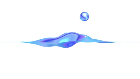 A serene abstract 3D scene with floating glossy forms and soft pastel gradients  Stock Footage 336647782