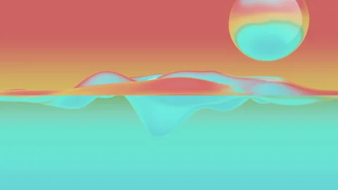A serene abstract 3D scene with floating glossy forms and soft pastel gradients  Stock Footage 336649013