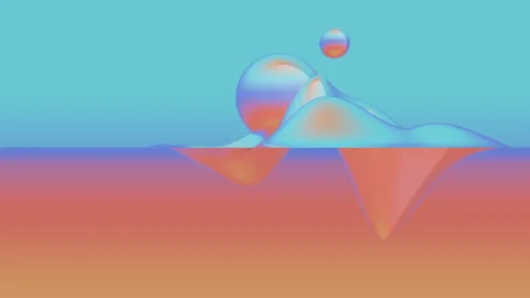 A serene abstract 3D scene with floating glossy forms and soft pastel gradients  Stock Footage 336674333