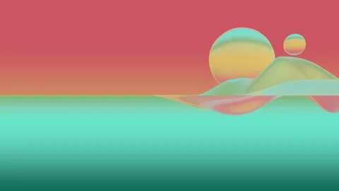 A serene abstract 3D scene with floating glossy forms and soft pastel gradients  Stock Footage 336677321