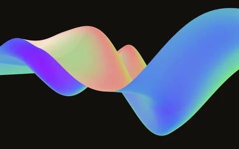 A serene abstract 3D scene with floating glossy forms and soft pastel gradi.. イラスト素材