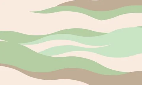 Serene abstract background featuring flowing pastel green and beige waves.  P Illustrazione stock