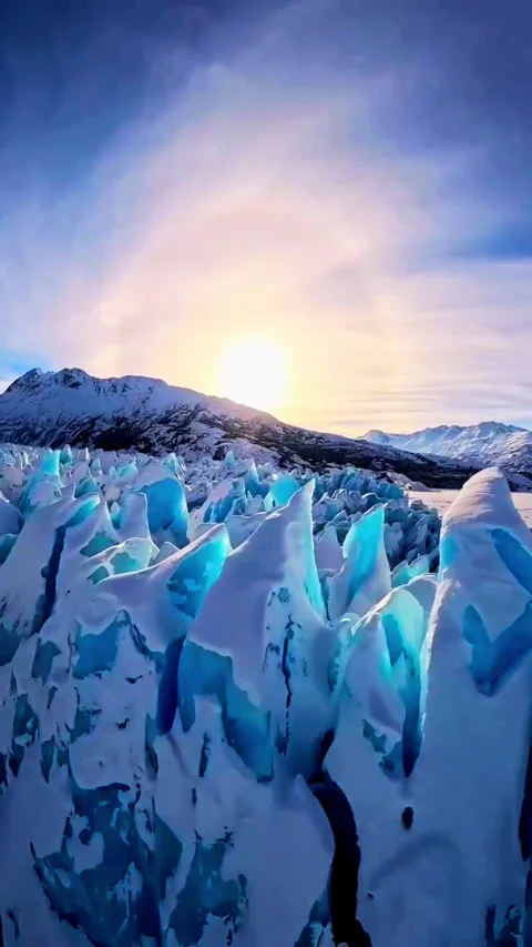 Serene Alpine Mountain Peak Covered in Snow at Twilight Stock Footage 331505328