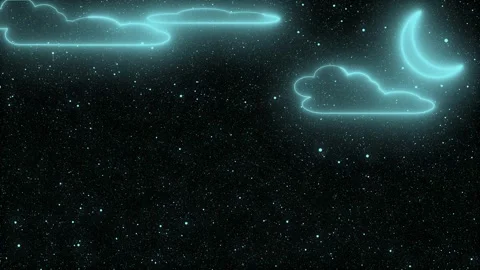 Serene animation of glowing moon with twinkling stars and slow-moving cloud.. Stock Footage 313421995