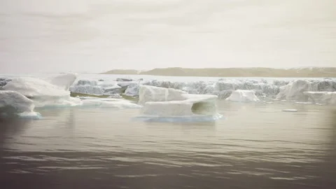 Serene antarctic ice fields under gentle evening light with reflections Stock Footage 340347283