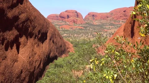 A serene australian outback panorama showcasing the majestic domes of kata .. Vídeos de archivo 337749899
