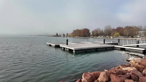Serene Autumn Lakeside Pier Stock Footage 293243418