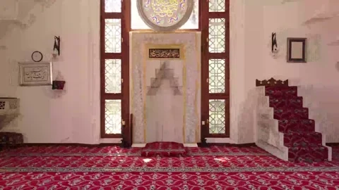 Serene Beauty: Exploring Inside a Turkish Mosque Stock Footage 234592177