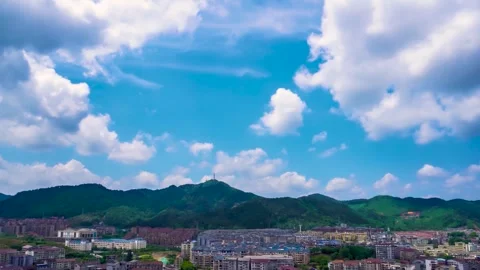 Serene Blue Sky with Drifting White Clouds in Elegant Time-Lapse Photography Stock Footage 341921812
