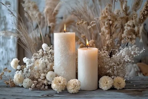 Serene Candle Arrangement Stock Footage 306432945