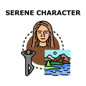 Serene character finding inner peace in nature Stock Illustration