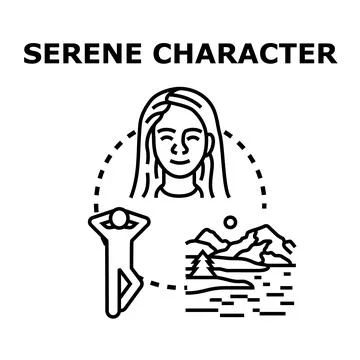 Serene character finding inner peace in nature Stock Illustration