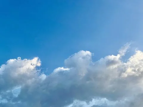 Serene Cloud Sky Background with Soft, Fluffy Clouds and Blue Sky Wallpaper Stock Photos