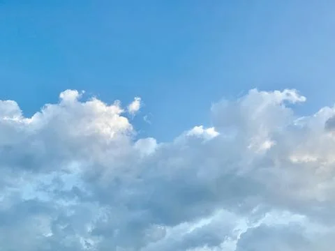 Serene Cloud Sky Background with Soft, Fluffy Clouds and Blue Sky Wallpaper Stock Photos