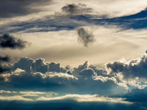 Serene cloudscape over the eastern Andean mountains of central Colombia, a co Stock Photos