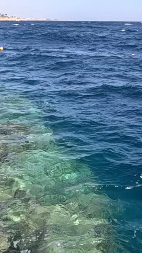 A Serene Coastal View Featuring Vibrant Coral Reefs and Sparkling Blue Waters, Stock Footage 330096895