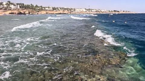 A Serene Coastal View: Waves Gently Lapping at the Shoreline Highlighting the Stockbeeldmateriaal 330103316