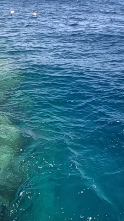 Serene Coastal Waters Captured in Two Frames: A Glimpse of Vibrant Blue Ocean 库存影片 330096257