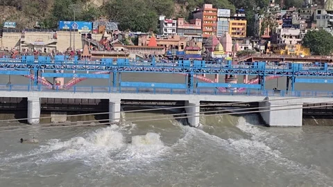 Serene Flow of the Ganga River Stock Footage 313571902