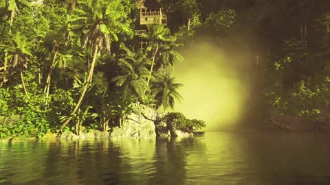 Serene forest water reflection. Calm mangrove with gentle sunlight glare Stock Footage 339621792