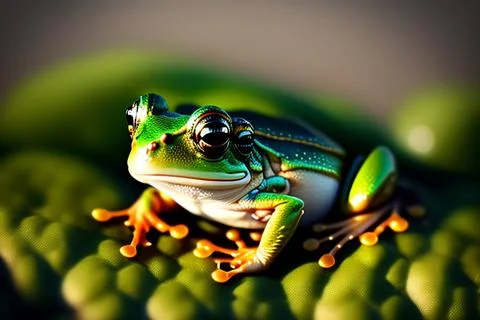Serene Frog on grey Background Stock Illustration