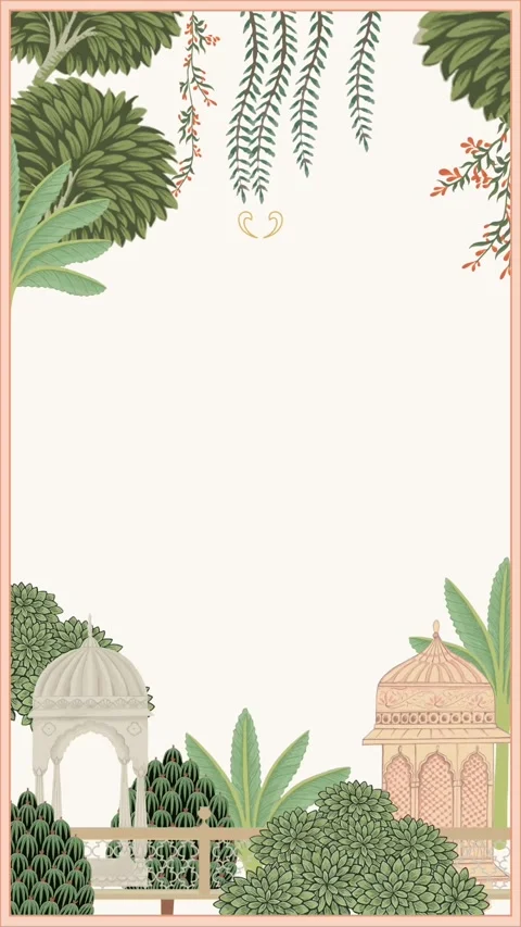 Serene Garden Oasis with Ancient Structures and Lush Greenery. Stock Footage 319877975