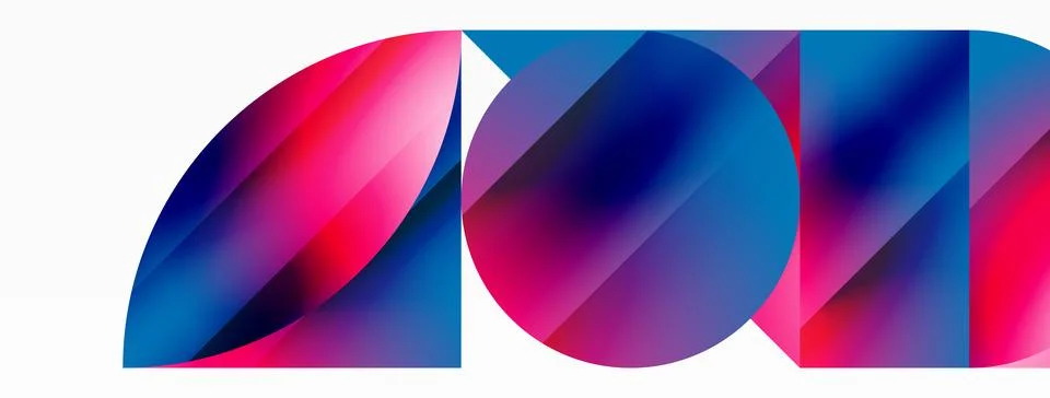 Serene gradient template. Circles and triangles mingle in minimalist perfection Stock Illustration