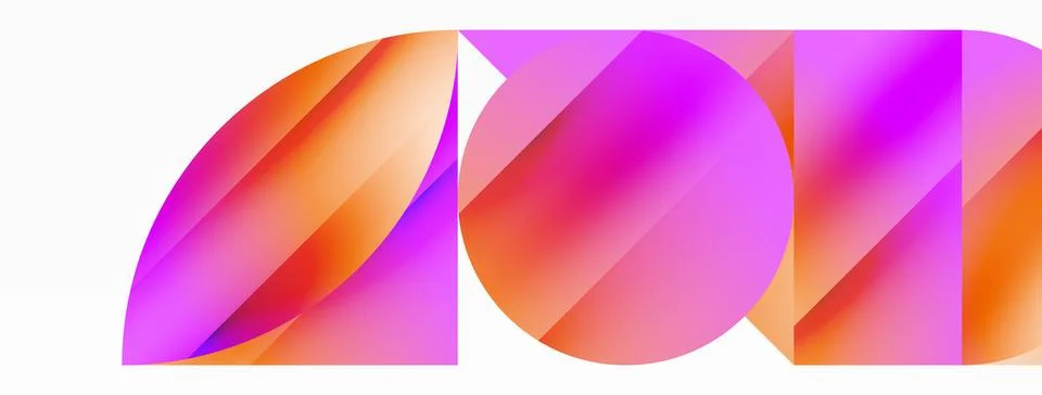 Serene gradient template. Circles and triangles mingle in minimalist perfection Illustrazione stock