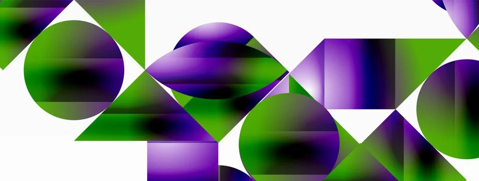 Serene gradient template. Circles and triangles mingle in minimalist perfection Stock Illustration