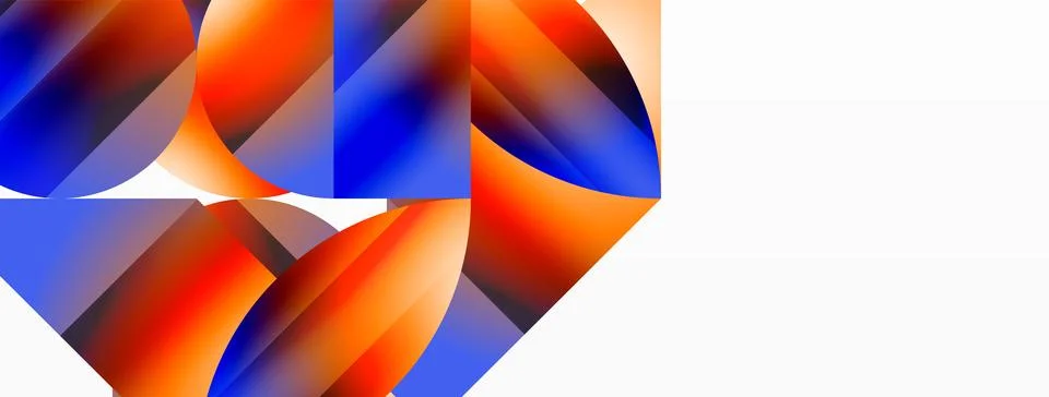 Serene gradient template. Circles and triangles mingle in minimalist perfection Illustrazione stock