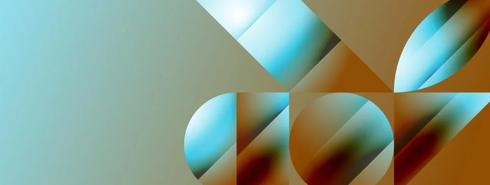 Serene gradient template. Circles and triangles mingle in minimalist perfection Stock Illustration
