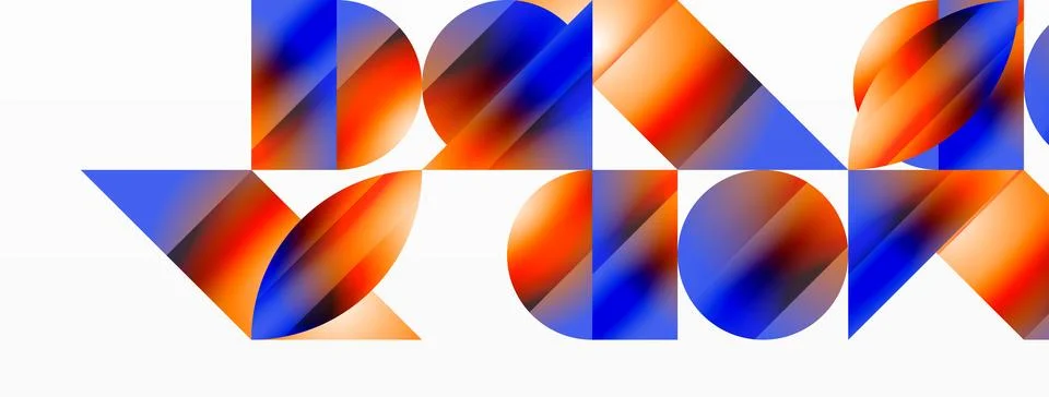 Serene gradient template. Circles and triangles mingle in minimalist perfection Stock Illustration