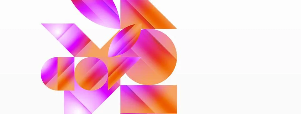 Serene gradient template. Circles and triangles mingle in minimalist perfection Stock Illustration