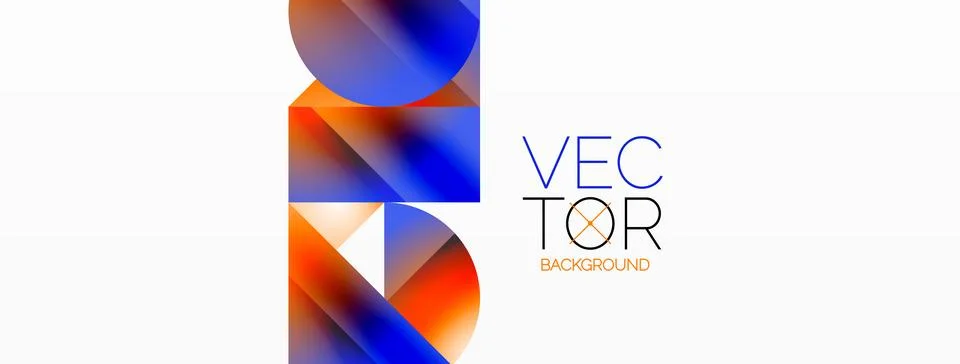 Serene gradient template. Circles and triangles mingle in minimalist perfection Illustrazione stock