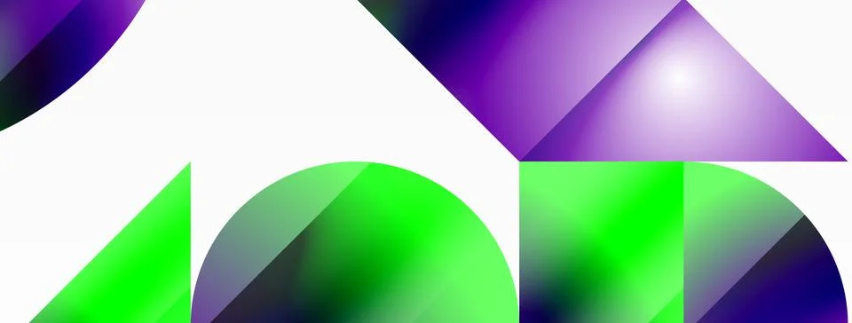 Serene gradient template. Circles and triangles mingle in minimalist perfection Illustrazione stock