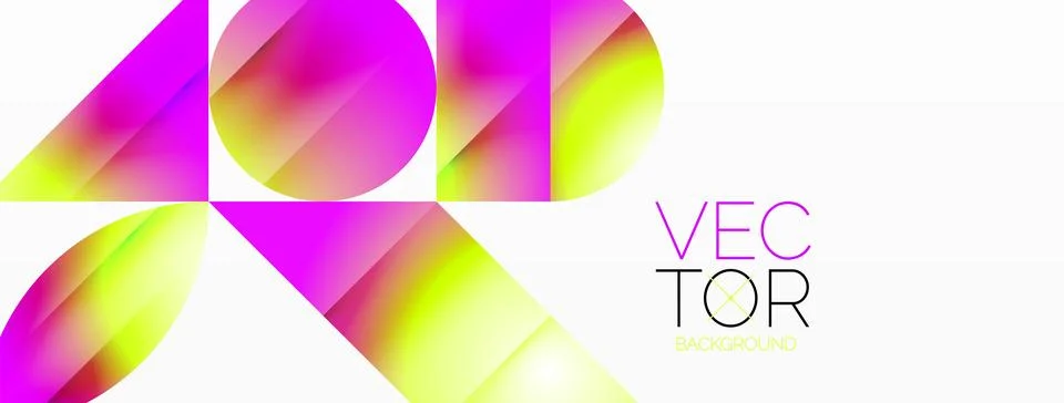 Serene gradient template. Circles and triangles mingle in minimalist perfection Illustrazione stock