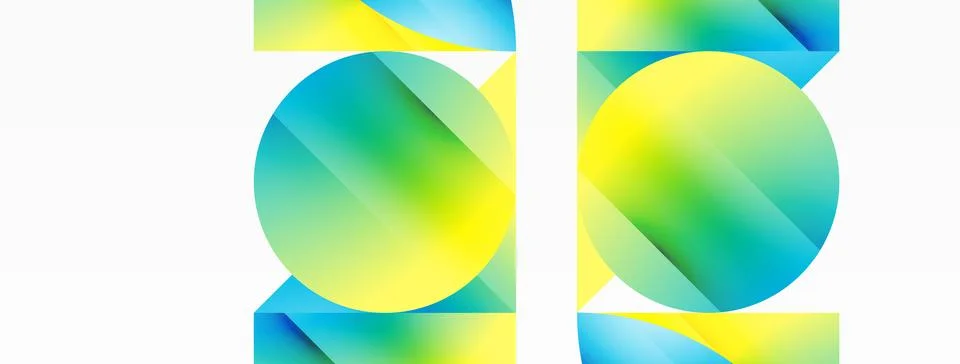 Serene gradient template. Circles and triangles mingle in minimalist perfection Stock Illustration