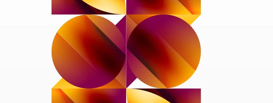 Serene gradient template. Circles and triangles mingle in minimalist perfection Stock Illustration
