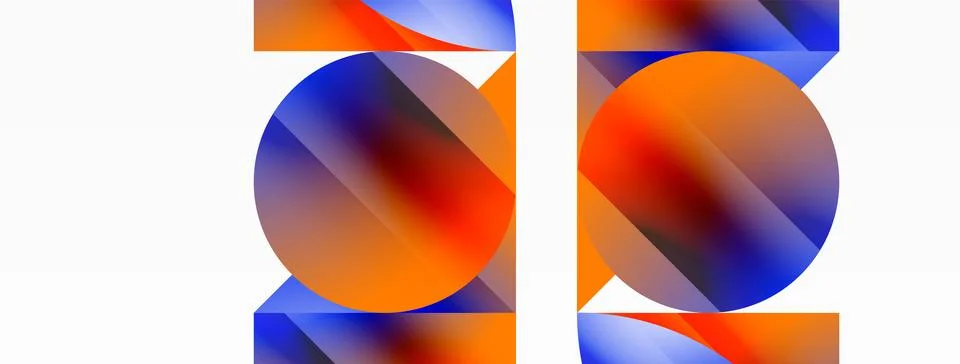 Serene gradient template. Circles and triangles mingle in minimalist perfection Stock Illustration