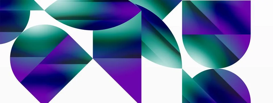 Serene gradient template. Circles and triangles mingle in minimalist perfection Stock Illustration