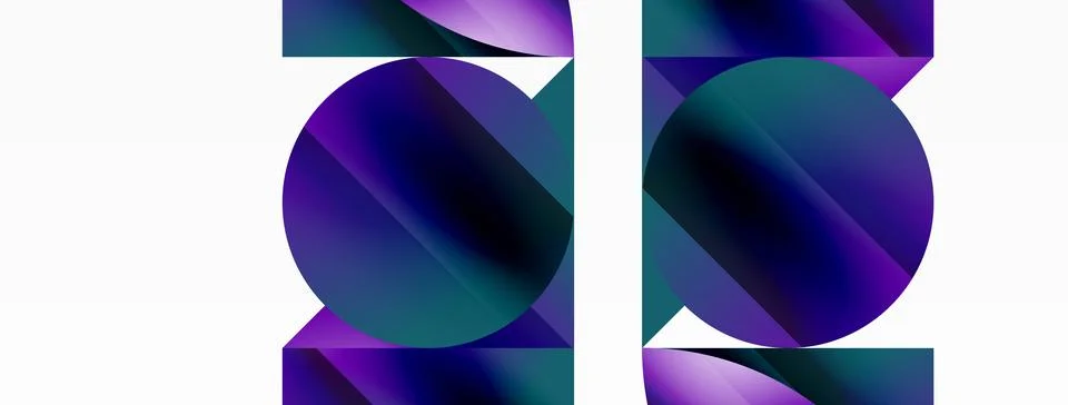 Serene gradient template. Circles and triangles mingle in minimalist perfection Illustrazione stock